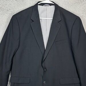 Croft Barrow Adult Mens Sport Coat Blazer‎ 46L Long Black 2 Button Long Sleeve